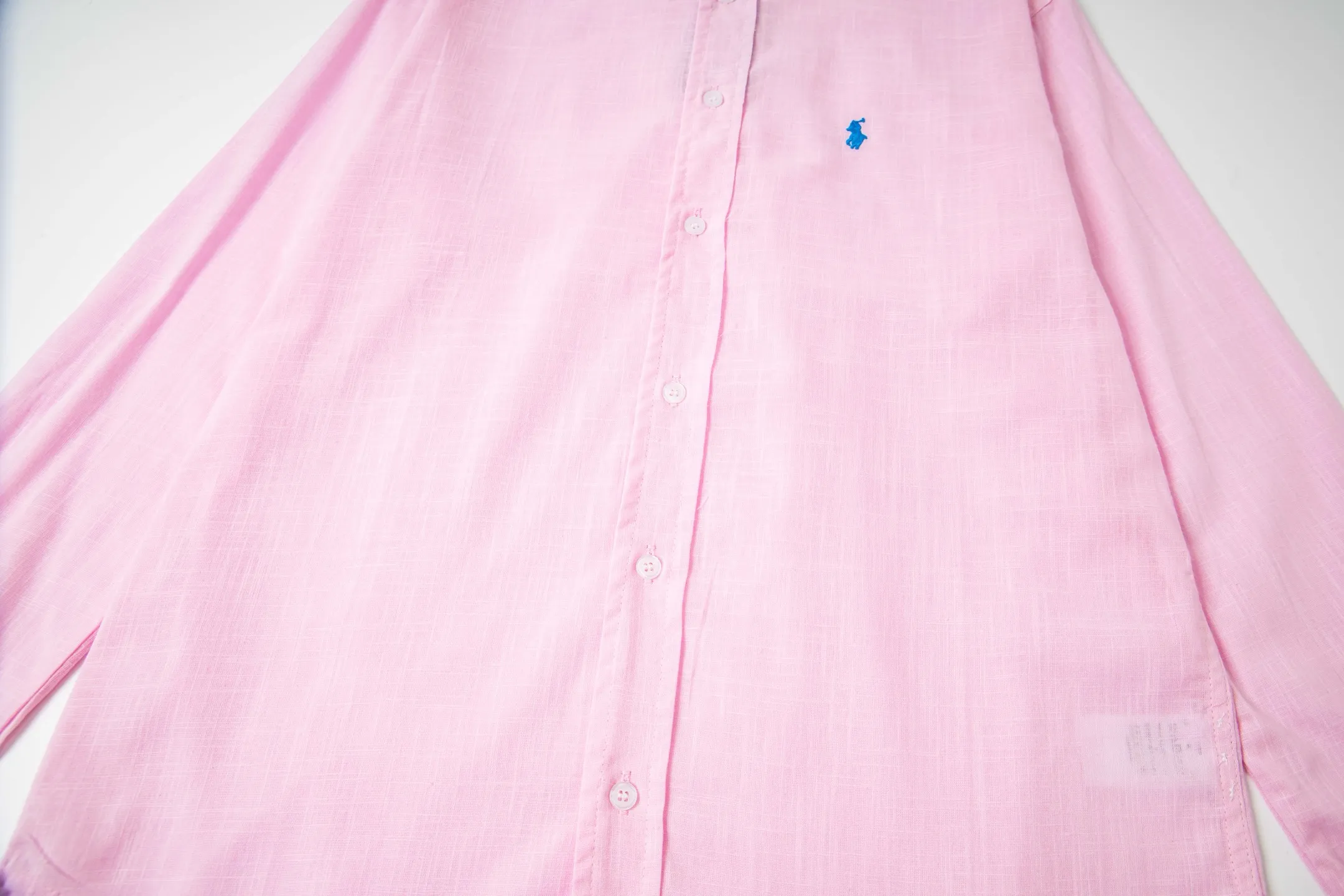 P220 Style number: Y217 Ralph Lauren pony logo linen embroidered shirt Ralph Lauren pony logo cotton and linen shirt Internet celebrity versatile popular style sun protection-Korean style series-loose and suitable for traveling and taking photos📷Excellent style-strong control and slimming Color: White Pink Size: S M L XL